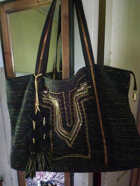 America & Beyond Boho Sequined Tote